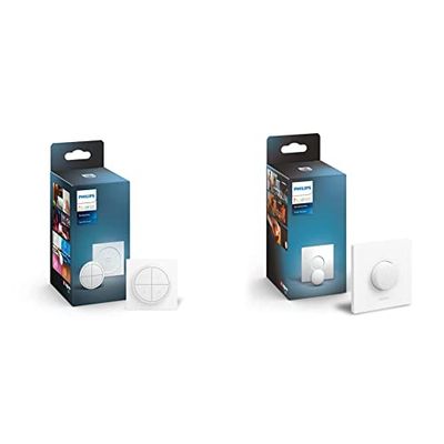 Philips Hue Tap Dial Switch [White] - Easy Smart Lighting Control and Automation for Indoor Home, Set Scenes, Ambiance and Dimming With Wireless Button Accessory