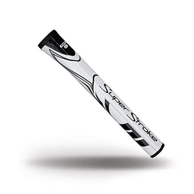 SuperStroke Zenergy Pistol 2.0 - Impugnatura per putter da golf con tecnologia SPYNE migliorata, zone testurizzate e porta tecnologica, bianco/nero
