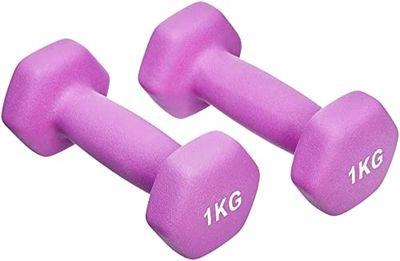 Amazon Basics Coppia di manubri in neoprene, 2 x 1 kg, Viola