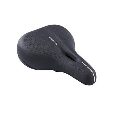 DANSI Unisex – Adult, Black Bicycle Saddle, Trekking Model, with Gel, Anatomical Cutout, Elastomer Suspension, One Size