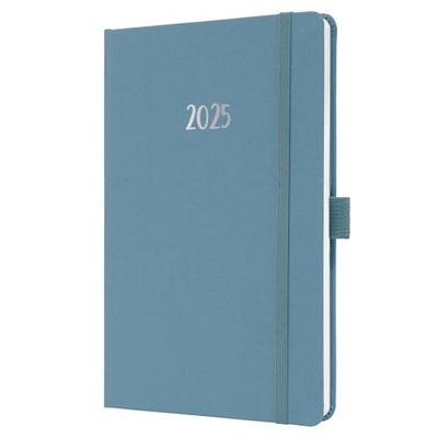 Sigel J5401 Jolie 2025 Veckokalender, Ca A5, Blå, Inbunden med Textilomslag, Resårband, Pennögla, Ficka, 174 Sidor, Vegansk, Tillverkad av Hållbart Papper, Mötesplanerare.