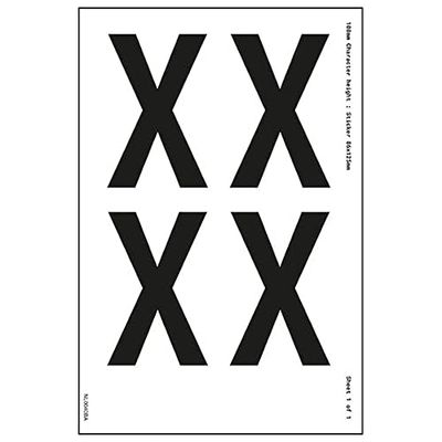 1 foglio lettera X 9 mm altezza carattere 300 x 200 mm - vinile autoadesivo