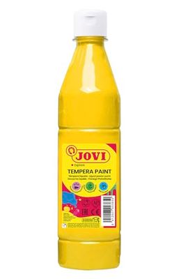 Jovi - Vloeibare temperaverf, fles van 500 ml, gele kleur, verf op basis van natuurlijke ingrediënten, gemakkelijk te wassen, glutenvrij, ideaal voor schoolgebruik (50602)