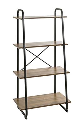 HAKU Möbel étagère chêne, Noir, métal, Panneaux de Particules alvéolaires - Dim.: L 60 cm x H 128 cm x P 36 cm, Style: Modern