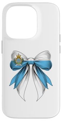 San Marino Sammarinese Pride Coquette Bow Flag Girl Mom Case for iPhone 14 Pro