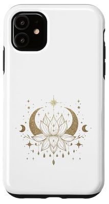 Champagne Rose Minimalist Lotus and Moon Case for iPhone 11