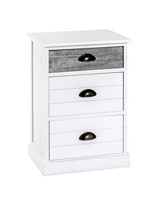HAKU Möbel Cómoda gris, blanco, Madera maciza, metal - Dim.: AN 41 cm x AL 60 cm x P 31 cm, Estilo: Muebles Costeros