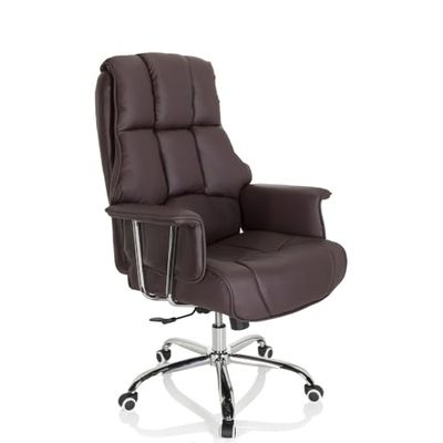 hjh OFFICE 706815 XXL Fauteuil de Direction Commander Similicuir Marron Fauteuil de Bureau à Rembourrage épais, Dossier Haut