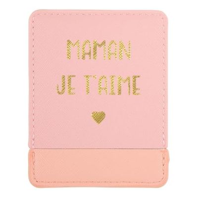 DRAEGER PARIS 1886 - Miroir de Poche avec Étui Rose - Message Maman Je t'aime - Compact 9x7 cm - Idéal Maison, Voyages - Cadeau Parfait Anniversaire, Noël, Fête des Mères - Élégance et Qualité