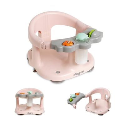 Interbaby Babybadzitje met zuignappen, antislip, comfortabel, veilig, ergonomisch, bad- en douchestoel voor baby's vanaf 5 maanden, 26 x 30 x 38 cm, roze