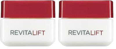 L’Oréal Paris Revitalift Hydrating Day Cream, Reduces Wrinkle Appearance, Firms, Moisturise, and Hydrates Skin, Pro-Retinol and Elasti-Peptides, 50ml (Pack of 2)