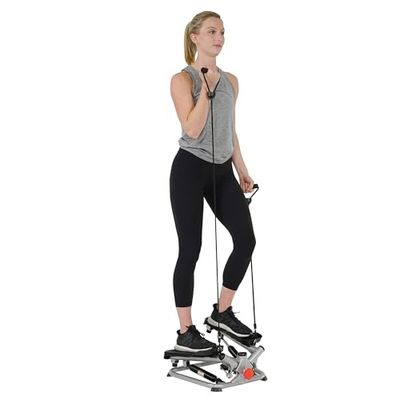 Sunny Health & Fitness Stepper per esercizi a casa, stepper per scale twist a basso impatto per allenamento completo del corpo con fasce di resistenza - SF-S0979