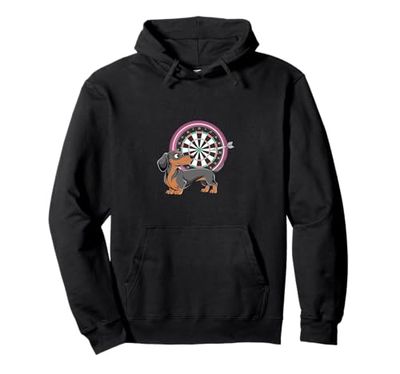 Un bassotto che gioca a freccette Gioco di sport Felpa con Cappuccio