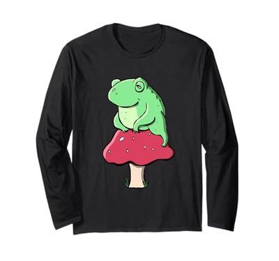 Rana su un fungo divertente rana amanti Maglia a Manica