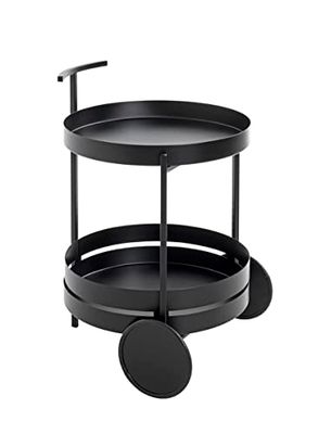 HAKU Möbel Serveerwagen zwart, metaal - Maat: H 62 cm x Ø 42 cm, Stijl: Modern