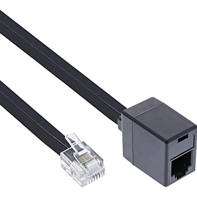 InLine Intos telefoonkabel-RJ12 verlengkabel RJ12/S-RJ12/B plat zwart 5.00m