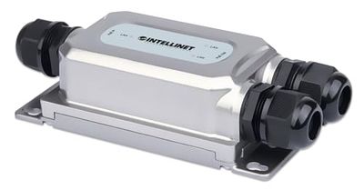 Intellinet Extender PoE++ Gigabit a 2 porte per esterni, budget di alimentazione 60W, uscita 30W per porta, IP67 e IK10, switch passthrough ultra POE - Garanzia Mfg di 3 anni - 561649