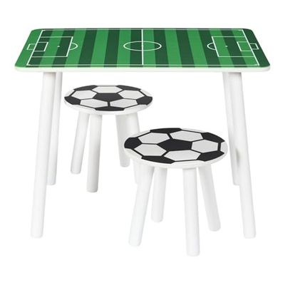 HOME DECO KIDS, HD0567, Table et 2 tabourets pour Enfants, Design Moderne et épuré, Confort Optimal, Polyvalent pour Jeux et Repas, Facile à Nettoyer, sécurité renforcée, 60x40x45 cm, Vert Noir Blanc