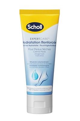 Scholl Crème Pieds Hydratation Renforcée - Peaux Sèches et Abîmées - Glycerine Enrichie pour Pieds Plus Doux - Hydrate Immédiatement et Protège Contre Sécheresse - Confort Durable - 75ml