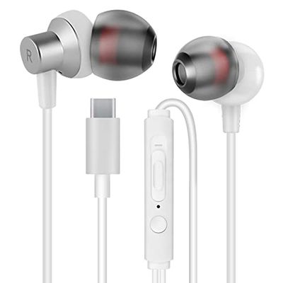 MAS CARNEY TI3 USB C hoofdtelefoon, Type C oortelefoon bedraad met microfoon, compatibel met Samsung, VIVO, OPPO, Mi, Google Pixel en Apple iPhone 15