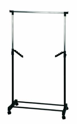 HAKU Möbel Kapstok op wielen chroom, zwart, Kunststof, metaal - Maat: B 81 cm x H 100-177 cm x D 42 cm, Stijl: Modern