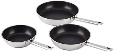 Rösle Elegance - Juego de 3 sartenes universales con revestimiento antiadherente ProPlex, 20 cm, 24 cm y 28 cm, acero inoxidable 18/10, aptas para inducción, aptas para lavavajillas