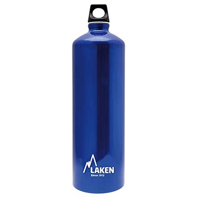 Laken Futura Aluminium drinkfles, smalle opening, schroefdeksel met lus, 1,5 l, blauw