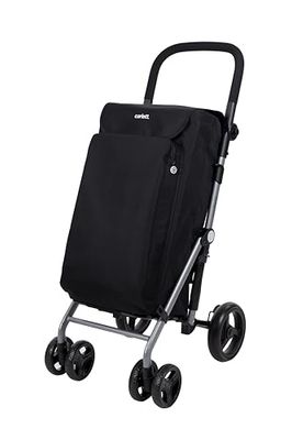 Carlett - Pack Lite Duo|Carrello della spesa + Gancio in regalo | Carrello pieghevole per supermercato | 4 ruote | Manubrio regolabile e freno di sicurezza | Borsa estensibile 48L | Borsa termica 10L