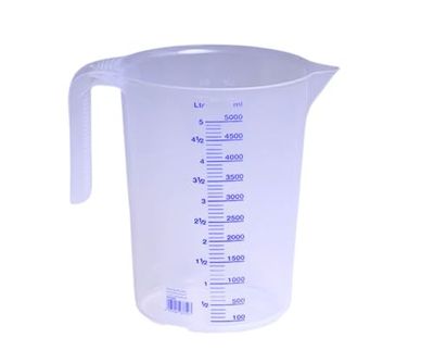 Hünersdorff Caraffa Graduata da 5.000 ml, PP, 2 Scale Manico Aperto, Trasparente, impilabile