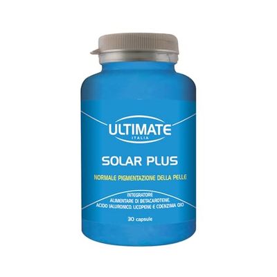 Ultimate Italia - Solar Plus - 30 capsule - integratore alimentare con acido ialuronico, antiossidanti e nutrienti per proteggere la pelle e favorire l'abbronzatura, senza glutine e lattosio
