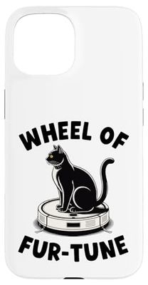 Wheel Of Fur-Tune Cat On Robot Vacuum Cleaner Cat Case for iPhone 15