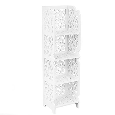 PrimeMatik - Houten-plastic plank Decoratieve boekenkast met 4 planken wit 24x20x85cm