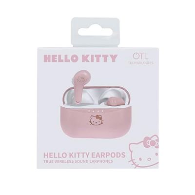 OTL Technologies Auriculares inalámbricos Bluetooth V5.0 para niños Hello Kitty con Caja de Carga, Color Rosa