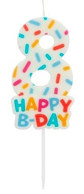 Folat 24118 Taartkaars Cozy Sprinkles cijfer/cijfer 8-7 cm verjaardagskaarsen voor verjaardag, verjaardagsdecoratie, voor kinderfeesten, bruiloften, bedrijfsfeesten, jubilea, meerkleurig, 7 cm
