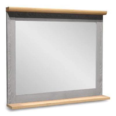 Stella Trading Bergen Miroir de Salle de Bain, Gris, Aspect chêne Artisanal, Pratique, avec étagère, 80 x 69 x 12 cm (l x H x P)