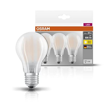 Osram BASE CLAS A Lampada LED E27, 7 W, Luce Calda, 3 Unità (Confezione da 1)