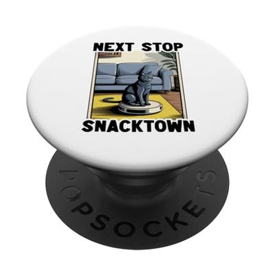 Next Stop Snacktown Robot Aspirapolvere Divertente Gatto PopSockets PopGrip Adesivo