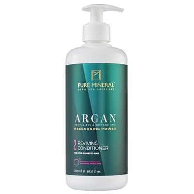 Pure Mineral - Fortifying Argan Conditioner - Hydrating & Anti-Frizz for Dry Hair - Rich in Vitamin E - Sulfate-Free, Paraben-Free, Petrolatum-Free - 500ml