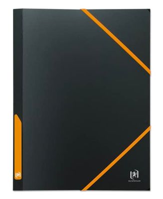 OXFORD Pochette Plastique 3 Rabats For Students A4 avec Elastique Dos 30mm Couverture Polypro Bicolore Noir/Orange