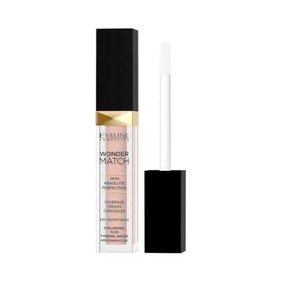 Eveline Cosmetics Wonder Match Correttore con Acido Ialuronico, Acqua Termale e Argilla Amazzonica - 4 Tonalità, Formula Anti-Invecchiamento e Idratante