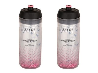 ZEFAL Pack Arctica 55 - Lote de 2 bidones para bicicleta 550ml - Bidon Ciclismo Isotermico - Inodoro e impermeable, botella deportiva sin BPA, Plata/Rosa pálido, 2 x 550ml