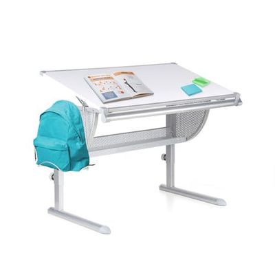 hjh OFFICE 705100 Bureau pour Enfants réglable, Bureau evolutif Belia pupitre d'écolier, Blanc