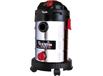 Cevik PRO30XT - Aspirador sólidos y líquidos (ruedas, 1400 W, 230 V) color gris metalizado