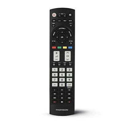 Thomson fjärrkontroll för Panasonic TV (lärbar ersättningsfjärrkontroll, omedelbart klar att använda, universell fjärrkontroll för Panasonic TV, lysande knappar, enkelt mode för seniorer) svart