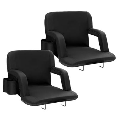 VEVOR Siège de Stade avec Support Dorsal, Large Dossier, Chaise de Stade Pliable et rembourrée, chaises inclinables Portables avec Porte-gobelet, pour événements Sportifs, Concerts de Plage, 2 pcs