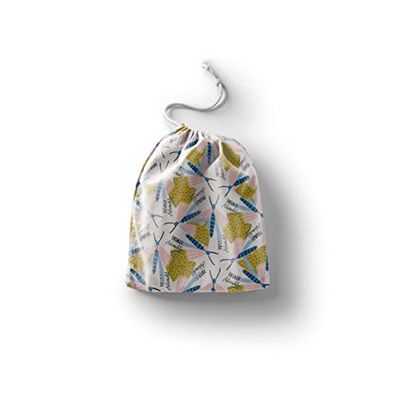 Bonamaison Printed Cotton Produce Bag with Drawstring, Reusable Grocery Bag, Biodegradable Eco-Friendly Bags, Travel Pouch, Sachet Bags, Shopping Bag, Eco Friendly, Foldable, Size: 30x40 Cm