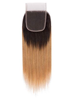 Sahar Essential Unprocessed Brazilian Virgin Top Lace Closure 4 inch X 4 inch - Straight OT27-Strawberry Ombre 12 inch