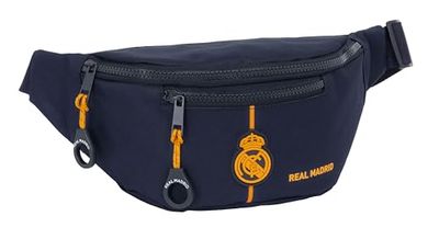 Safta Real Madrid 2e équipe 24/25 - Sac Banane avec Poche extérieure, idéal pour Jeunes et Enfants de différents âges, Confortable et Polyvalent, qualité et résistance, 23 x 9 x 12 cm, Couleur Bleu