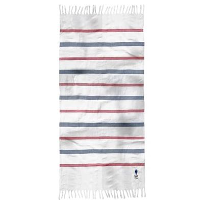 Paris 2024 Jeux Olympiques Fouta de Bain Equipe | 100% Coton | Oeko-TEX | 70x140 cm | Blanc