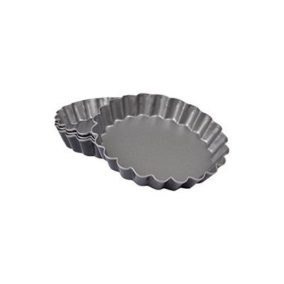 CAP DELICES Molde para tartes com 4 canas, metal, cinzento, 12 x 12 x 2,1 cm